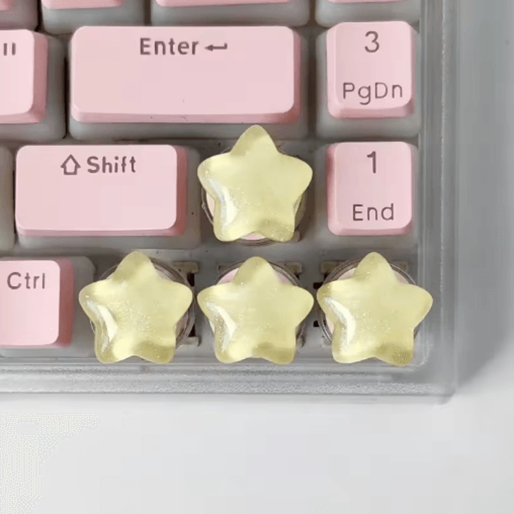 Cute Star Translucent Keycaps Set For Mechanical Keyboards 4PCS 7