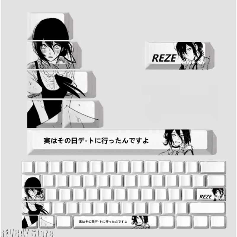Reze Anime Keycaps Set PBT Cherry Profile Mechanical Keyboard Keycaps 5