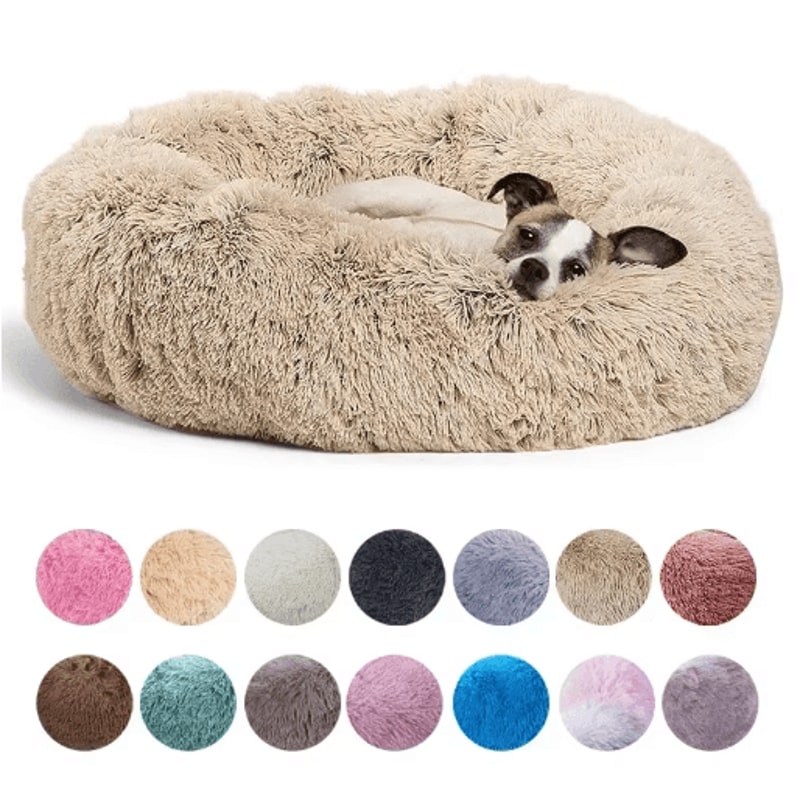 Super Soft Round Pet Bed For Dogs Cats Warm Plush Sleeping Bed 0