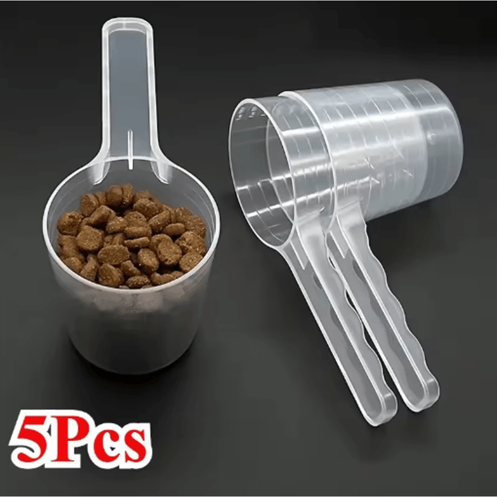 5PCS Transparent Pet Measuring Scoop Set With Scale 100ml Feeding Spoons 0