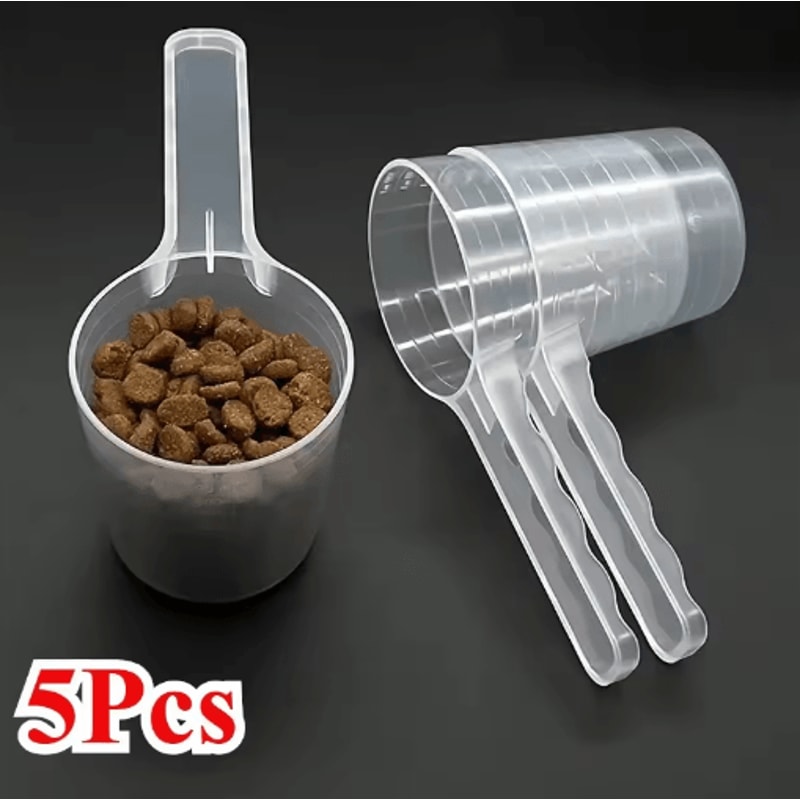 5PCS Transparent Pet Measuring Scoop Set With Scale 100ml Feeding Spoons 0