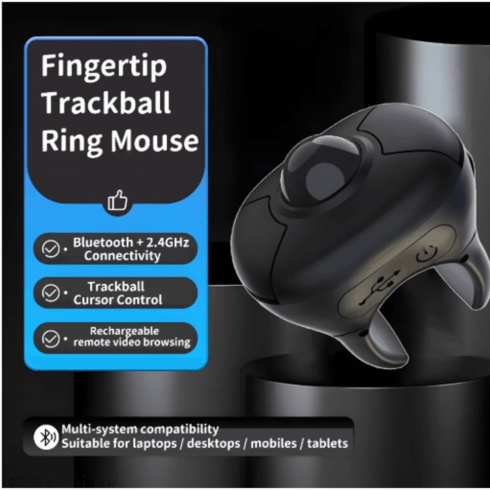 Wireless Trackball Ring Mouse With Bluetooth 24G Remote Control 7