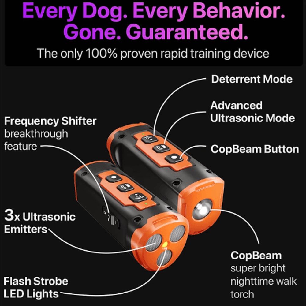 Rechargeable Ultrasonic Dog Repeller Training Device With LED Flashlight 4