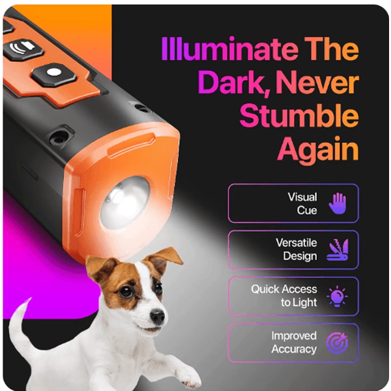 Rechargeable Ultrasonic Dog Repeller Training Device With LED Flashlight 5