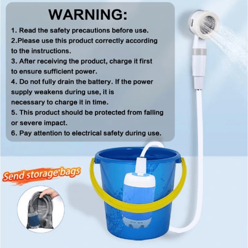 Portable Rechargeable Outdoor Shower Handheld Water Sprayer For Pets Cars Camping 2