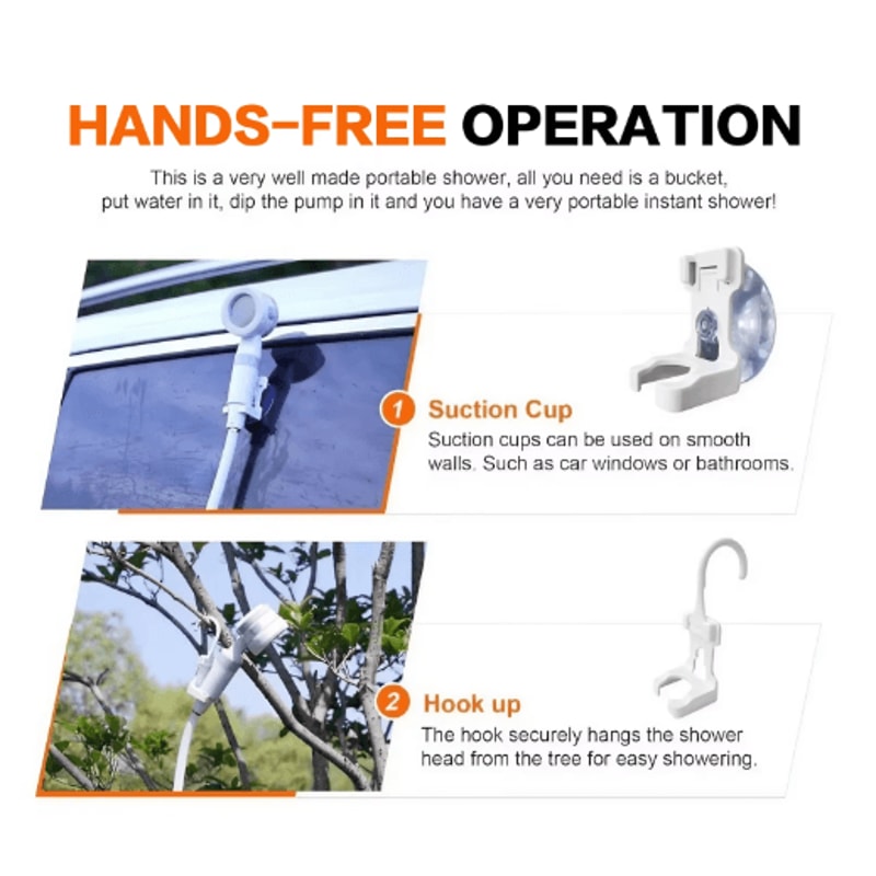 Portable Rechargeable Outdoor Shower Handheld Water Sprayer For Pets Cars Camping 3