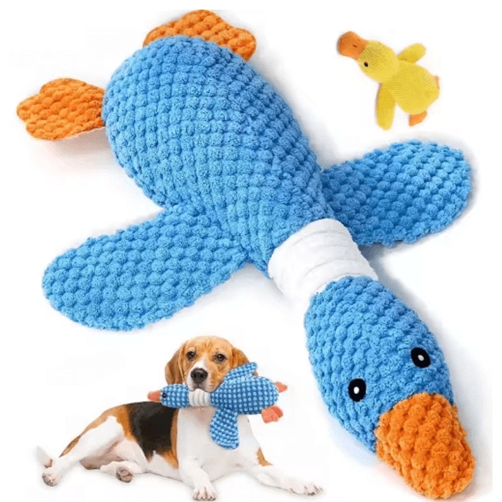 Calming Plush Duck Dog Toy Squeaky Chew Companion For Puppies Dogs 4