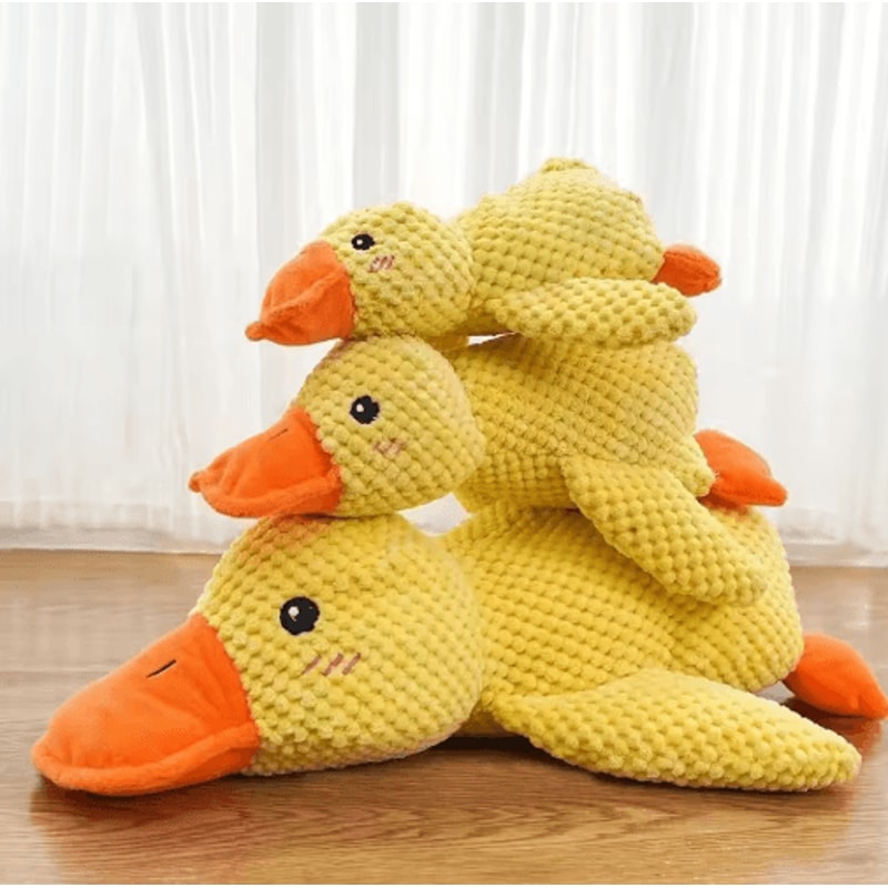Calming Plush Duck Dog Toy Squeaky Chew Companion For Puppies Dogs 9