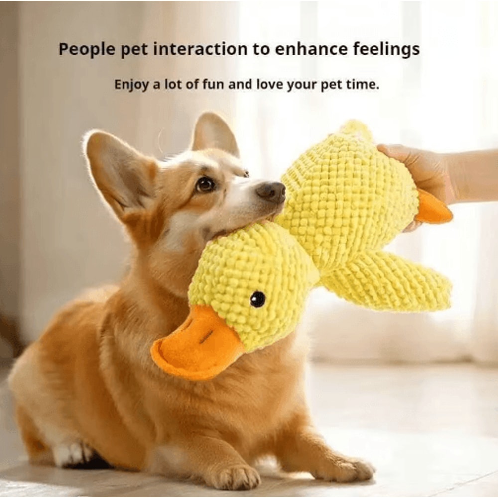 Calming Plush Duck Dog Toy Squeaky Chew Companion For Puppies Dogs 12