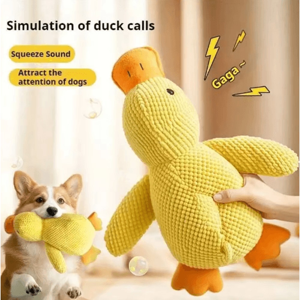 Calming Plush Duck Dog Toy Squeaky Chew Companion For Puppies Dogs 13