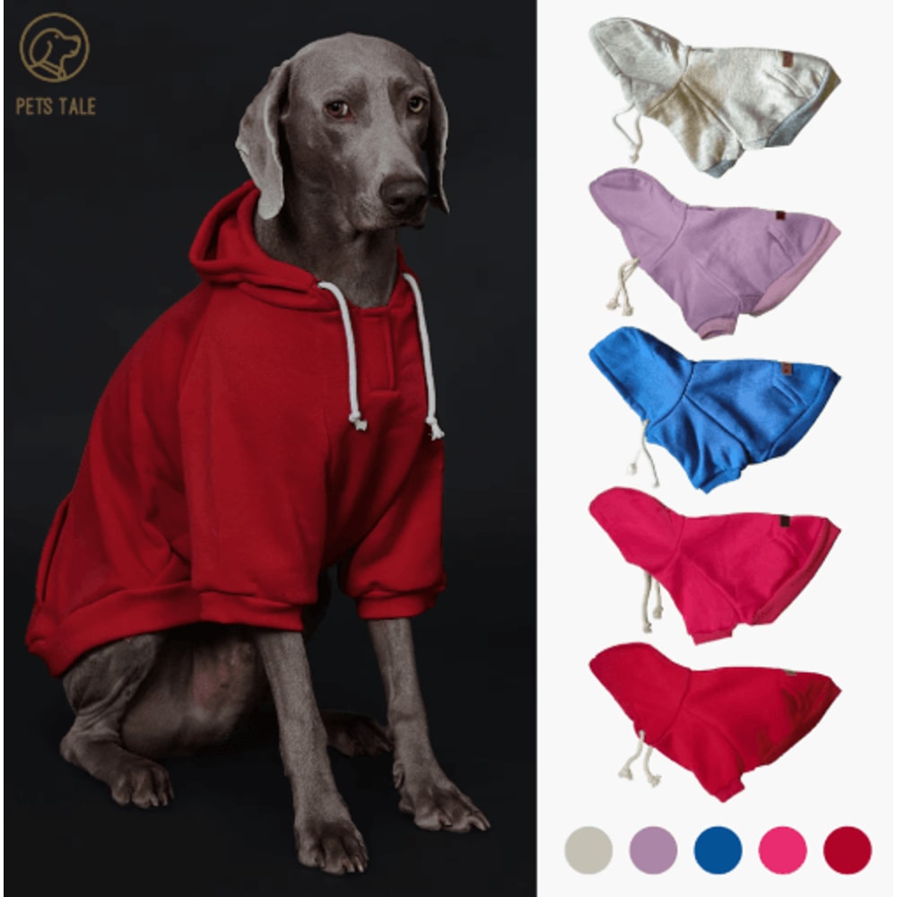 Solid Color Dog Hoodie With Pocket Soft Pet Sweatshirt With Adjustable Collar 0
