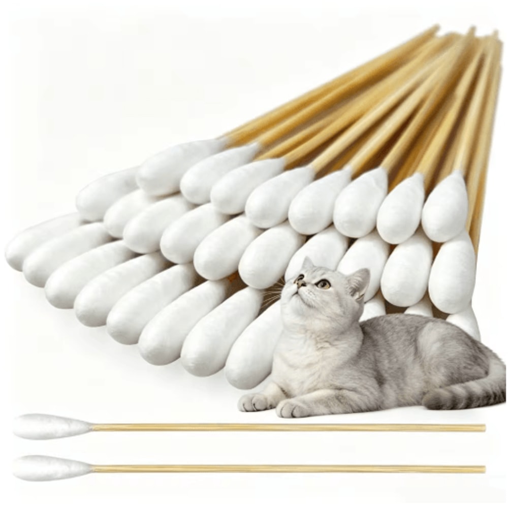 Professional Pet Ear Cleaning Cotton Swabs DoubleSided Bamboo Swabs For Dogs Cats 2