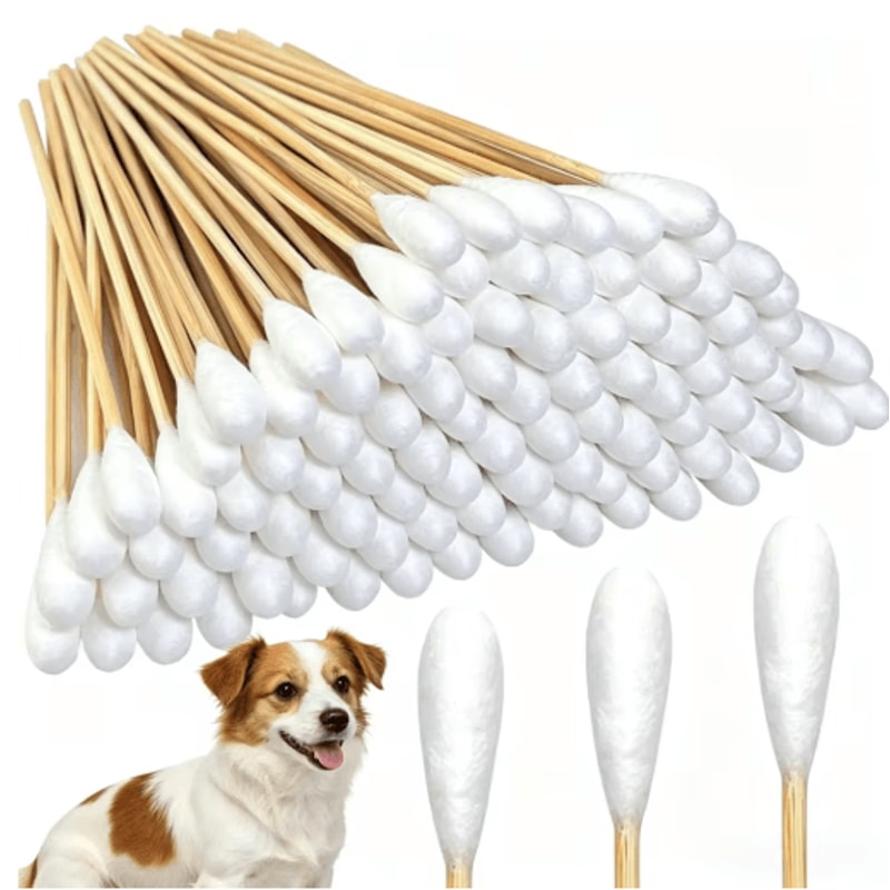 Professional Pet Ear Cleaning Cotton Swabs DoubleSided Bamboo Swabs For Dogs Cats 3