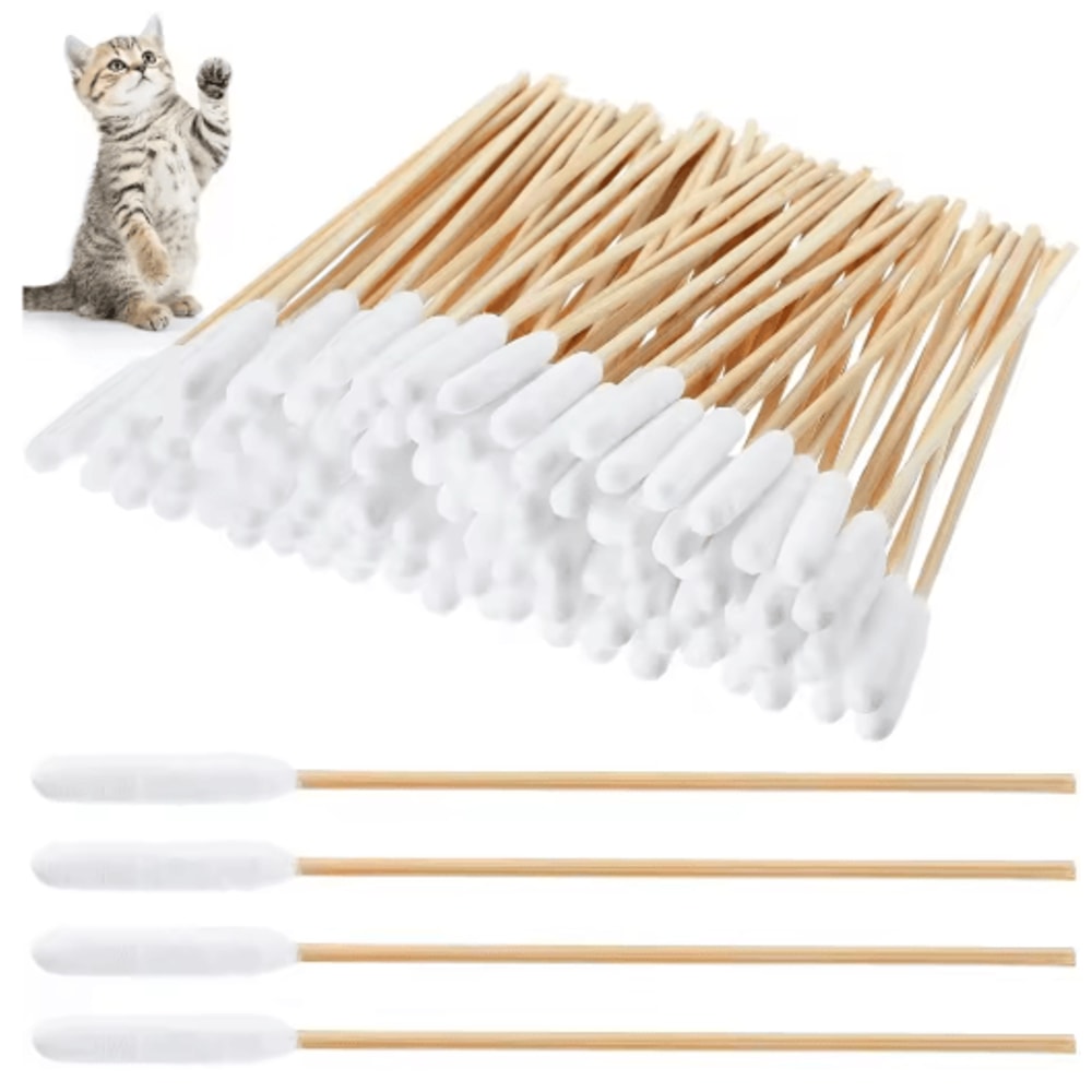 Professional Pet Ear Cleaning Cotton Swabs DoubleSided Bamboo Swabs For Dogs Cats 4