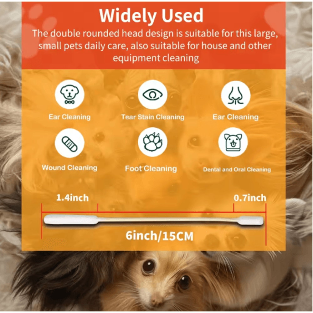 Professional Pet Ear Cleaning Cotton Swabs DoubleSided Bamboo Swabs For Dogs Cats 7
