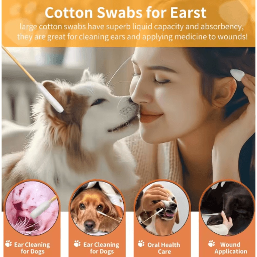 Professional Pet Ear Cleaning Cotton Swabs DoubleSided Bamboo Swabs For Dogs Cats 8