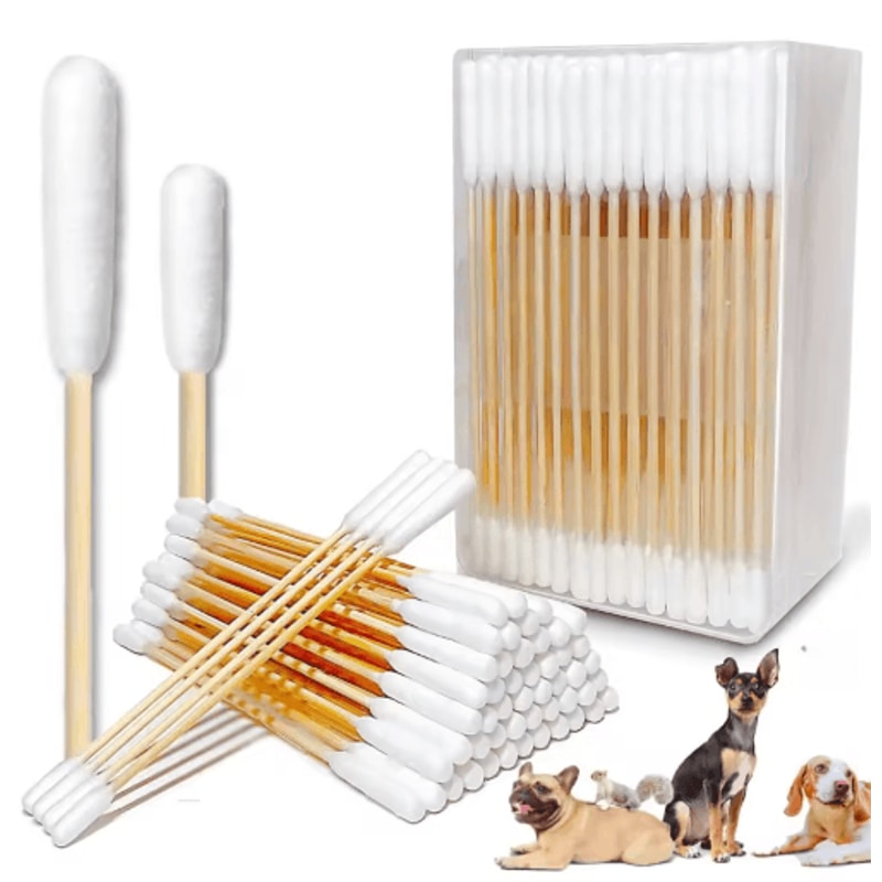 Professional Pet Ear Cleaning Cotton Swabs DoubleSided Bamboo Swabs For Dogs Cats 0
