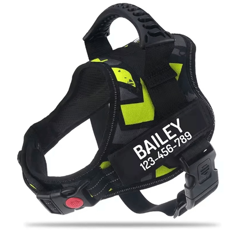 Custom Nylon Dog Harness With Name ID Adjustable Vest Harness For Small Large Dogs 13