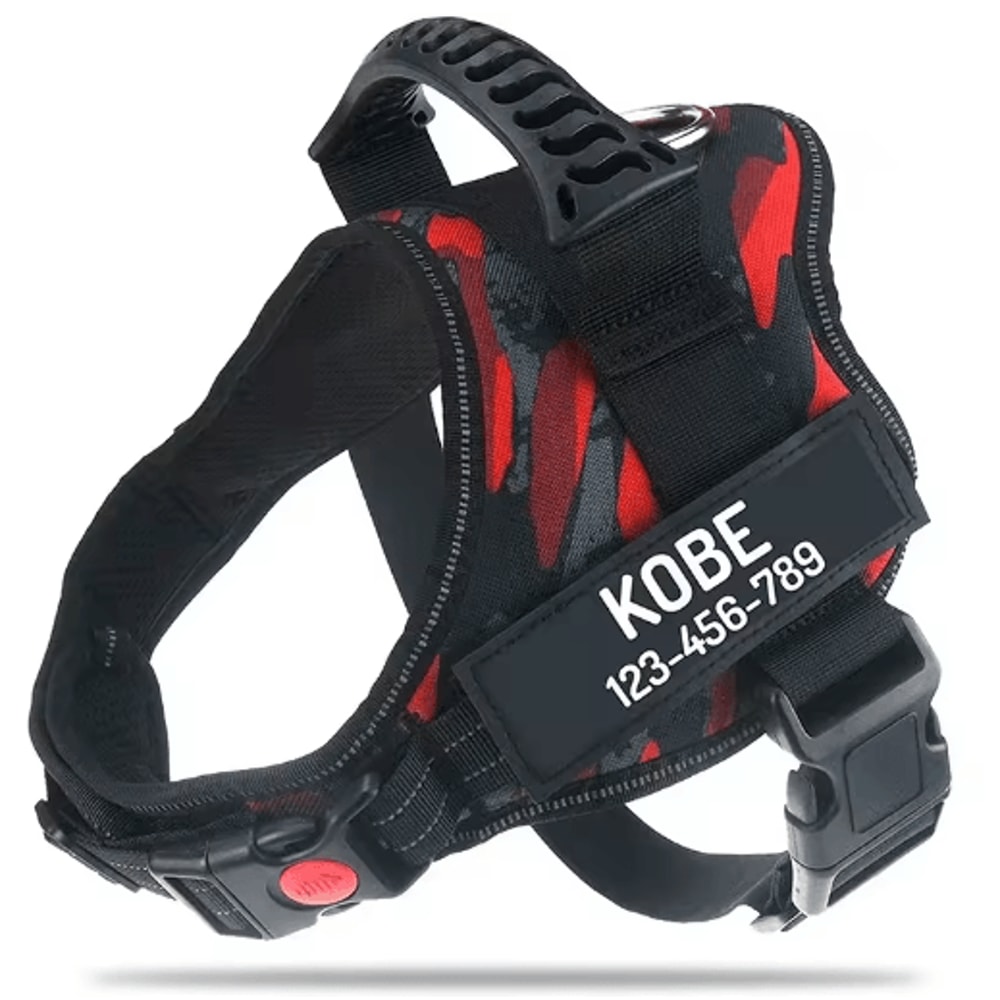 Custom Nylon Dog Harness With Name ID Adjustable Vest Harness For Small Large Dogs 15