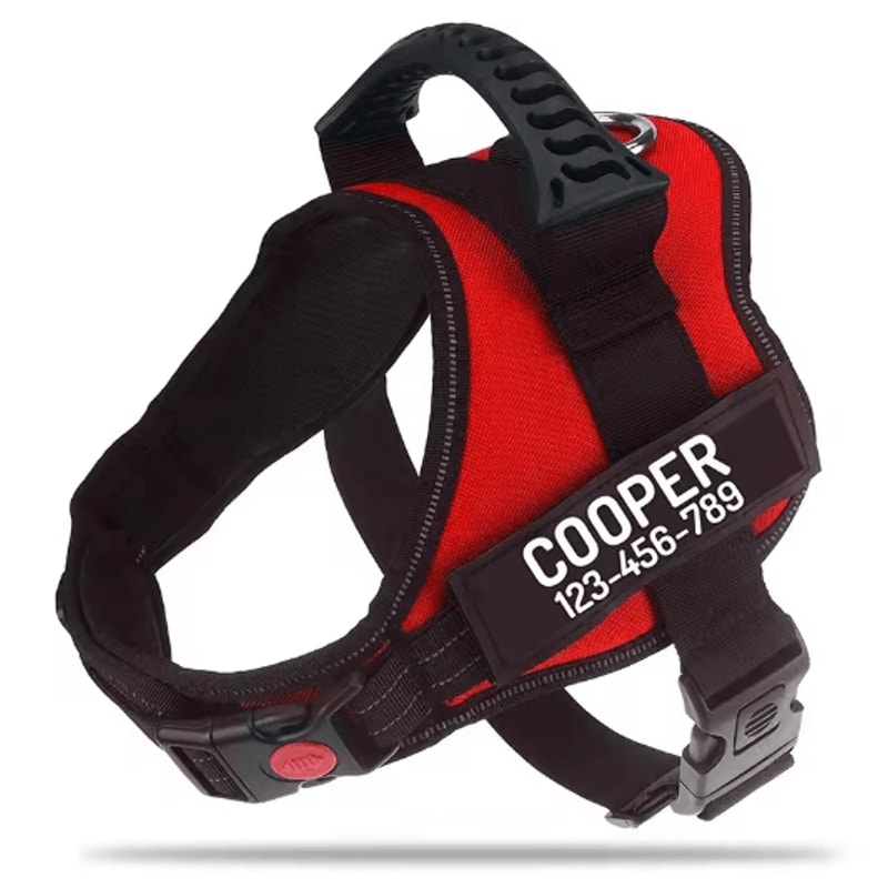 Custom Nylon Dog Harness With Name ID Adjustable Vest Harness For Small Large Dogs 16