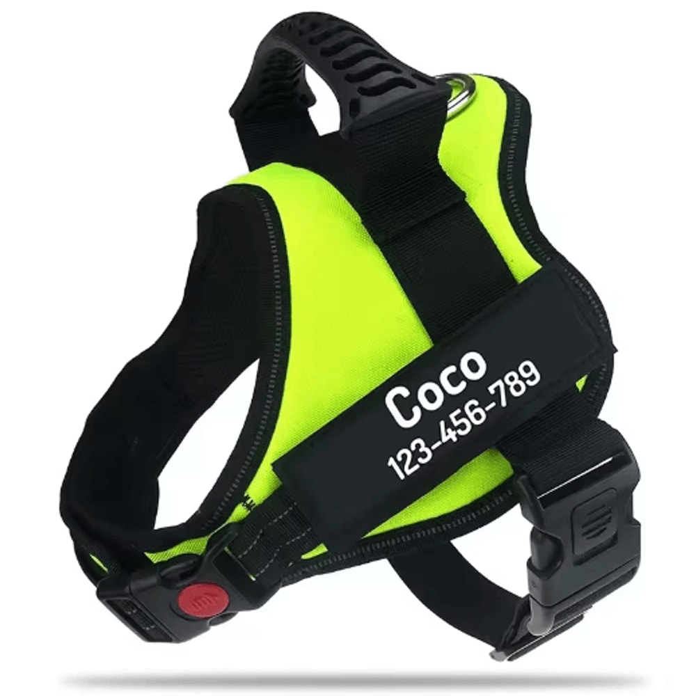 Custom Nylon Dog Harness With Name ID Adjustable Vest Harness For Small Large Dogs 17