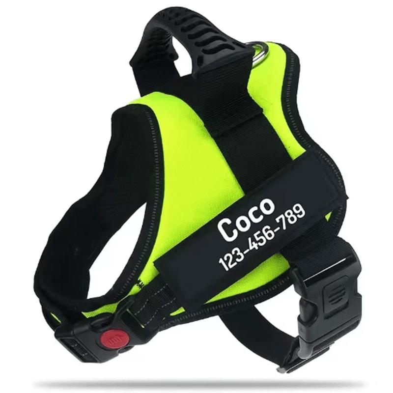 Custom Nylon Dog Harness With Name ID Adjustable Vest Harness For Small Large Dogs 17