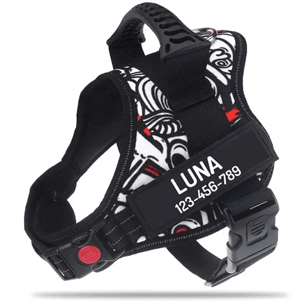 Custom Nylon Dog Harness With Name ID Adjustable Vest Harness For Small Large Dogs 19