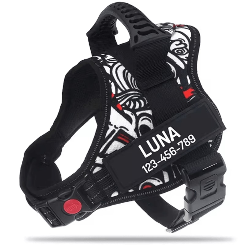 Custom Nylon Dog Harness With Name ID Adjustable Vest Harness For Small Large Dogs 19