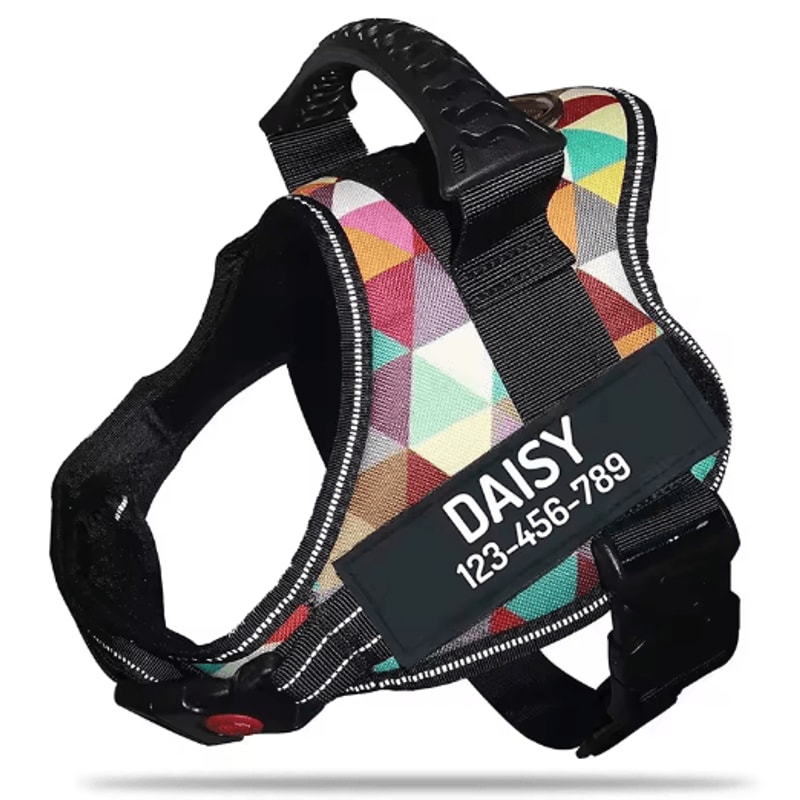 Custom Nylon Dog Harness With Name ID Adjustable Vest Harness For Small Large Dogs 8