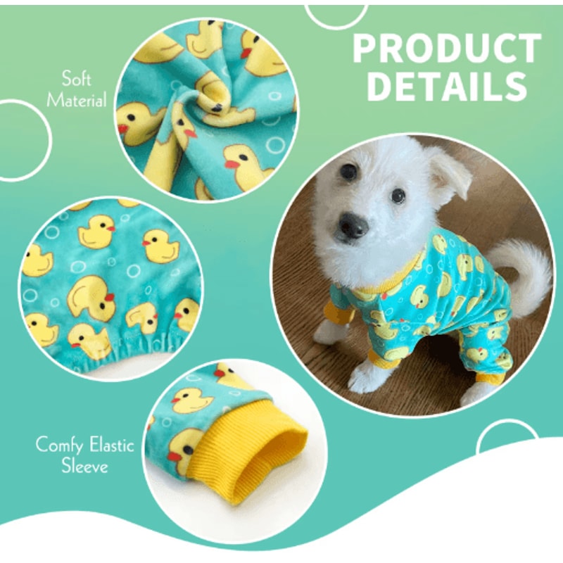 Yellow Duck Dog Pajamas Soft Stretchable Pet Jammies For Small Dogs Cats 2