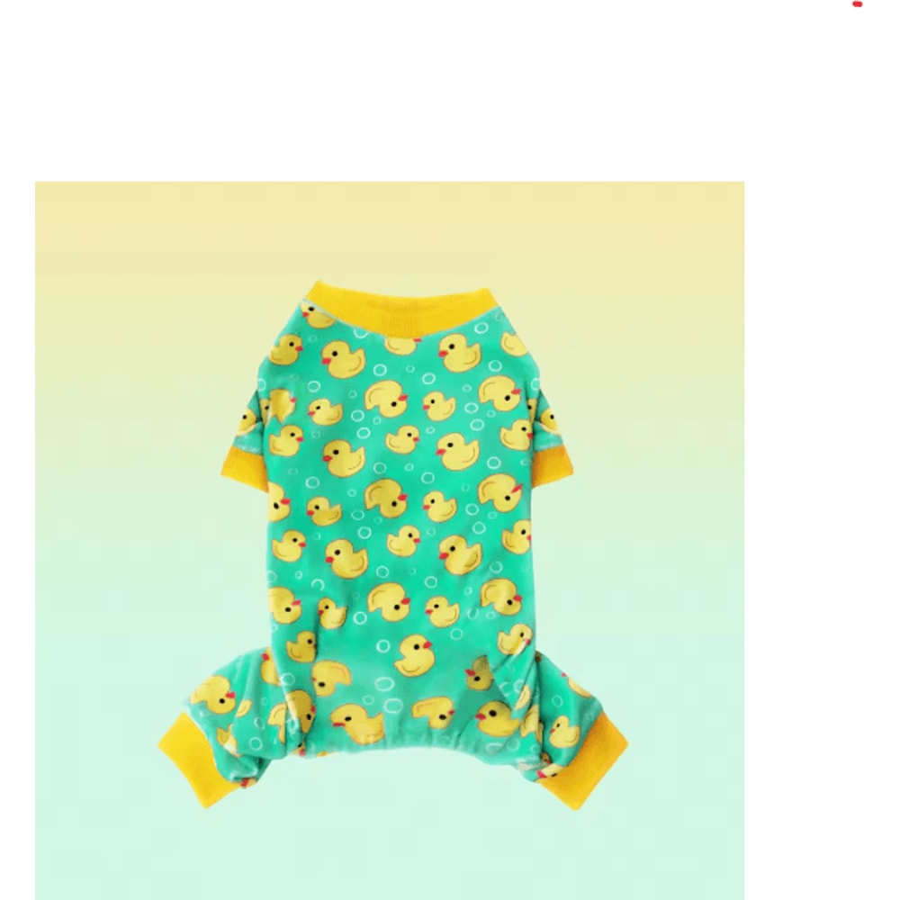 Yellow Duck Dog Pajamas Soft Stretchable Pet Jammies For Small Dogs Cats 0