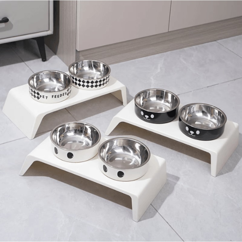 Elevated Dog Feeder With Stainless Steel Bowls Raised Pet Feeding Station For Dogs Cats 5