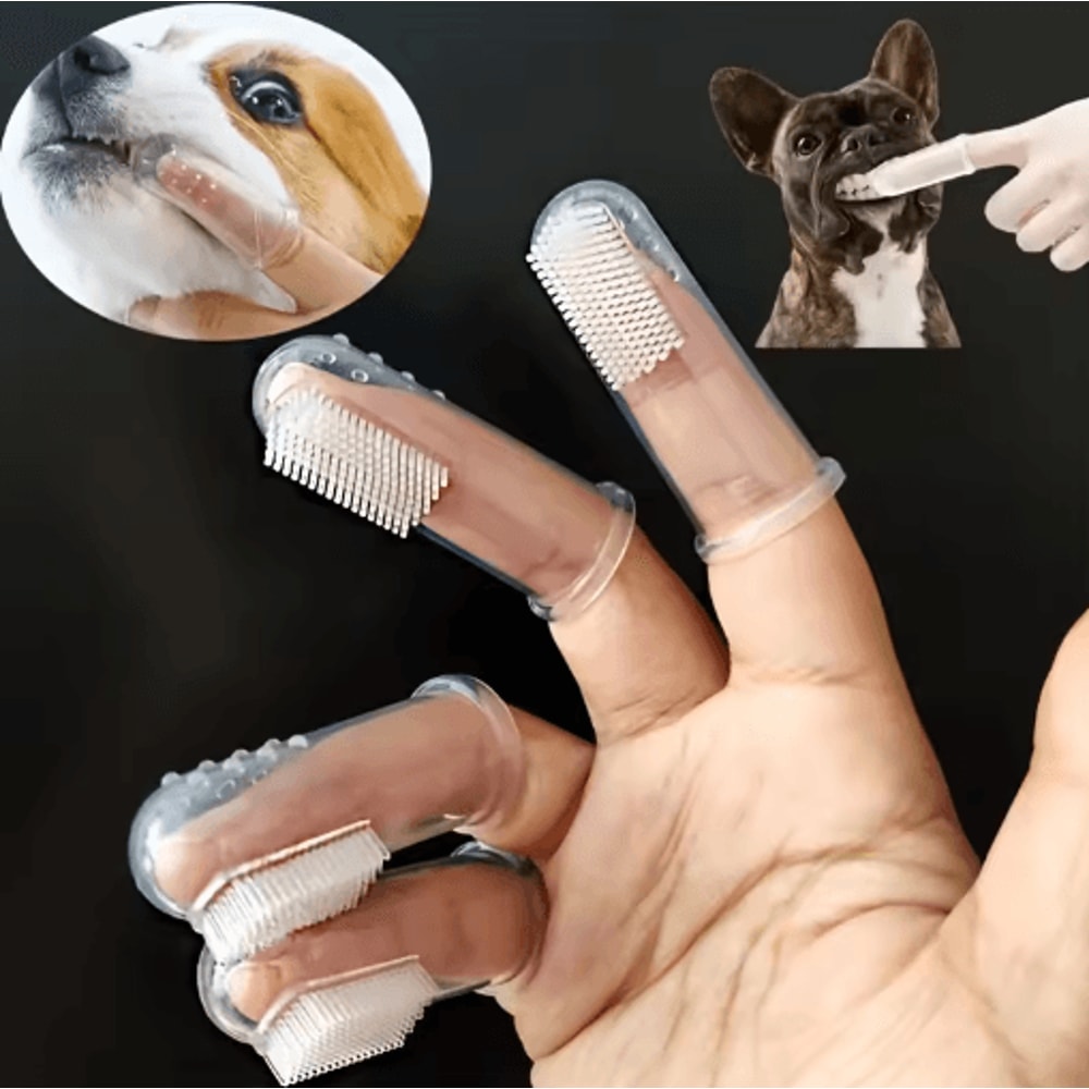 Soft Silicone Pet Finger Toothbrush Dog Cat Teeth Cleaning Brush For Fresh Breath 0