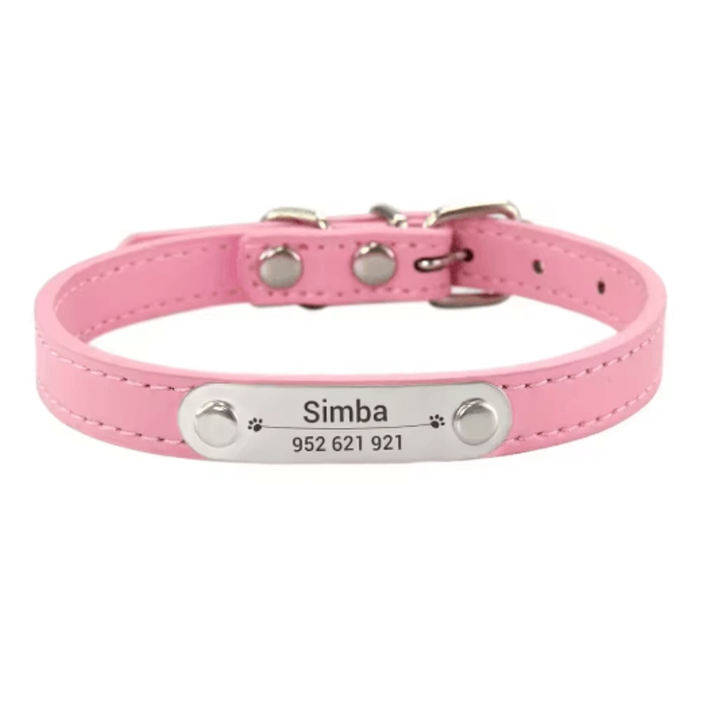 Personalized PU Leather Dog Collar With Engraved Name ID Anti Lost Pet Collar 1
