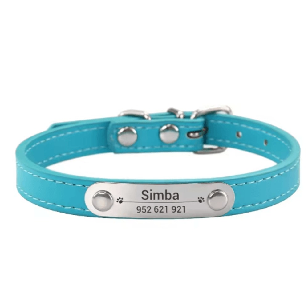 Personalized PU Leather Dog Collar With Engraved Name ID Anti Lost Pet Collar 3