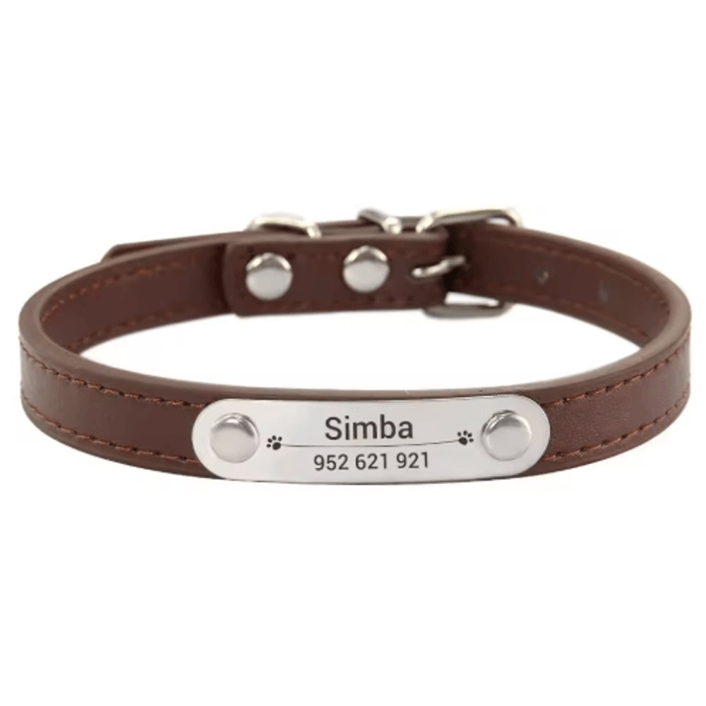 Personalized PU Leather Dog Collar With Engraved Name ID Anti Lost Pet Collar 10