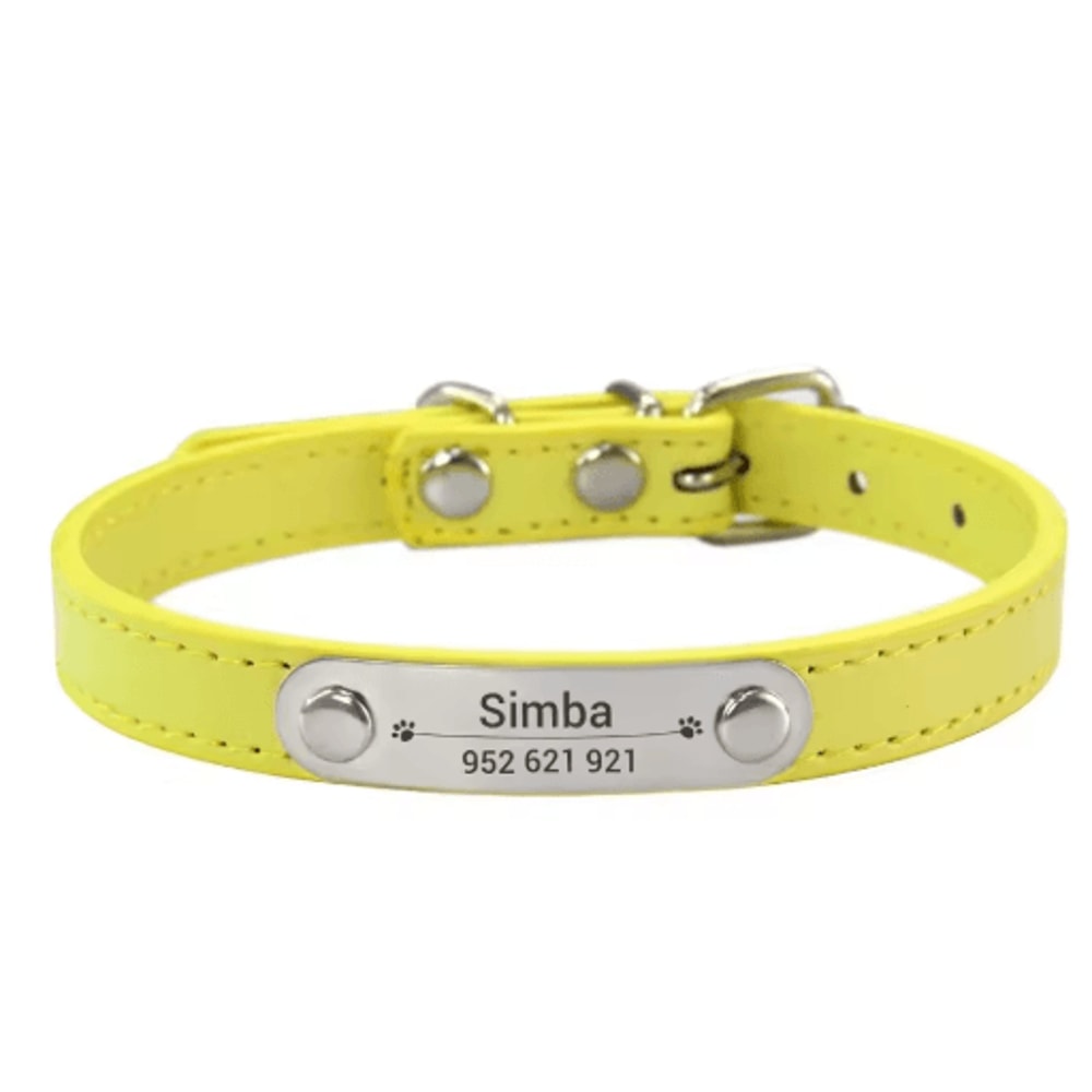 Personalized PU Leather Dog Collar With Engraved Name ID Anti Lost Pet Collar 12