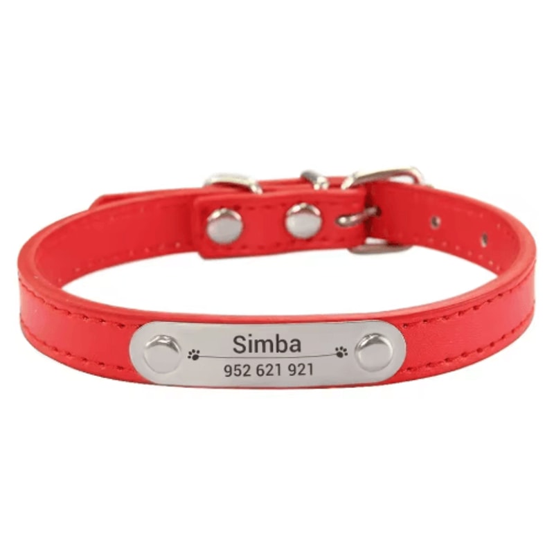 Personalized PU Leather Dog Collar With Engraved Name ID Anti Lost Pet Collar 13