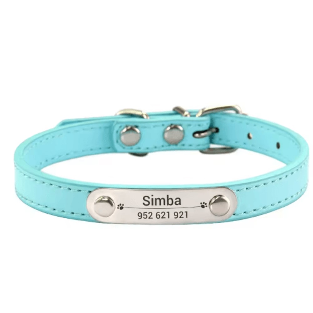 Personalized PU Leather Dog Collar With Engraved Name ID Anti Lost Pet Collar 14