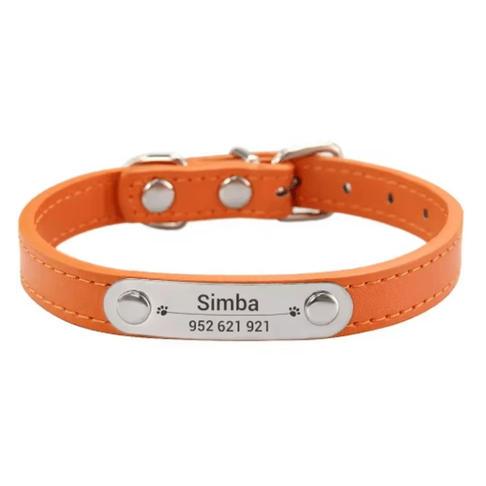 Personalized PU Leather Dog Collar With Engraved Name ID Anti Lost Pet Collar 15