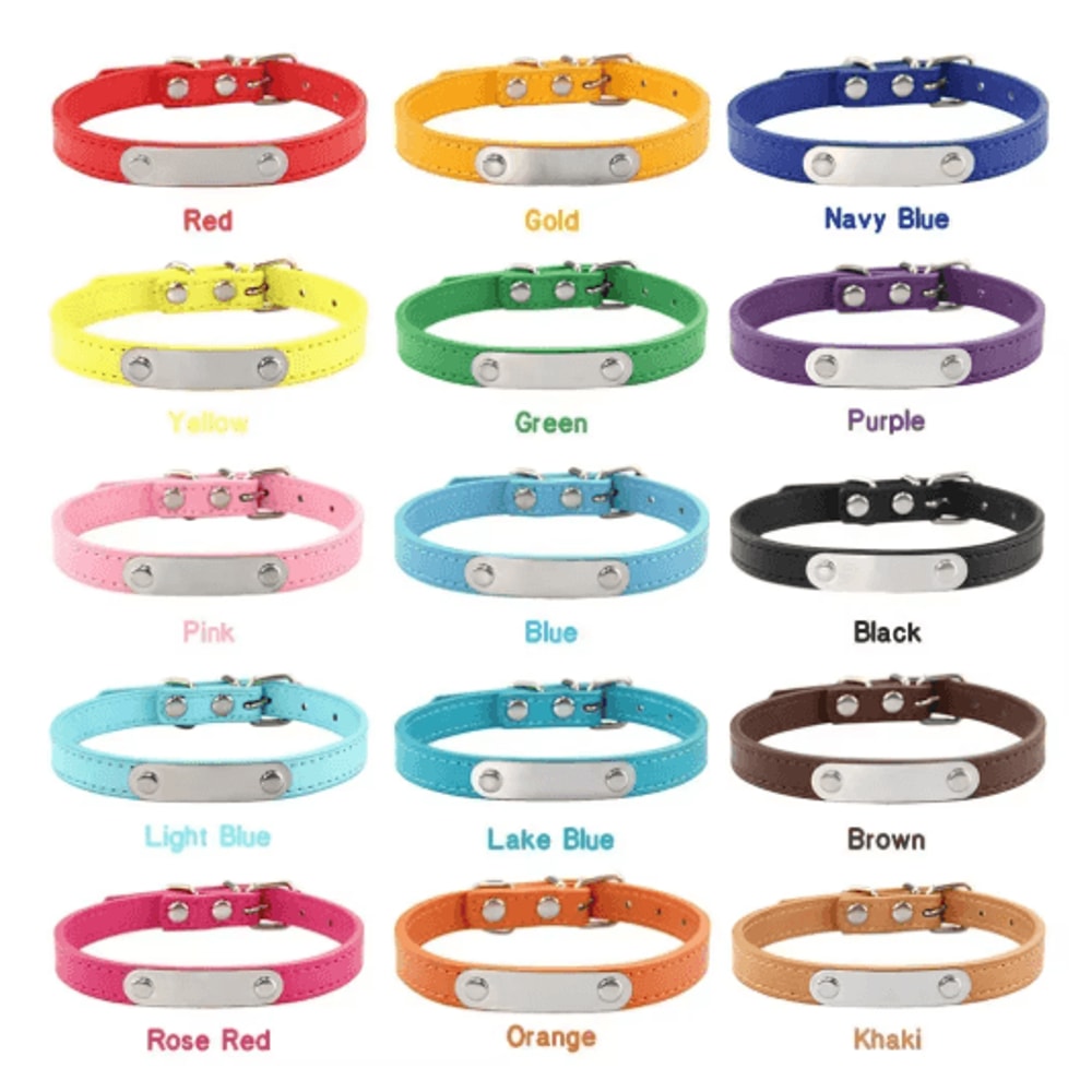 Personalized PU Leather Dog Collar With Engraved Name ID Anti Lost Pet Collar 20