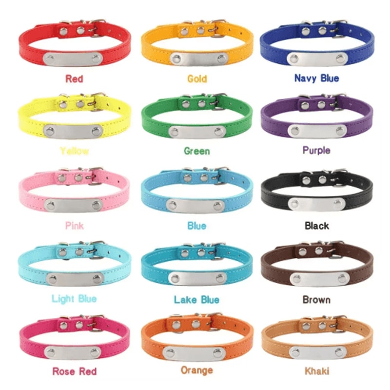 Personalized PU Leather Dog Collar With Engraved Name ID Anti Lost Pet Collar 20