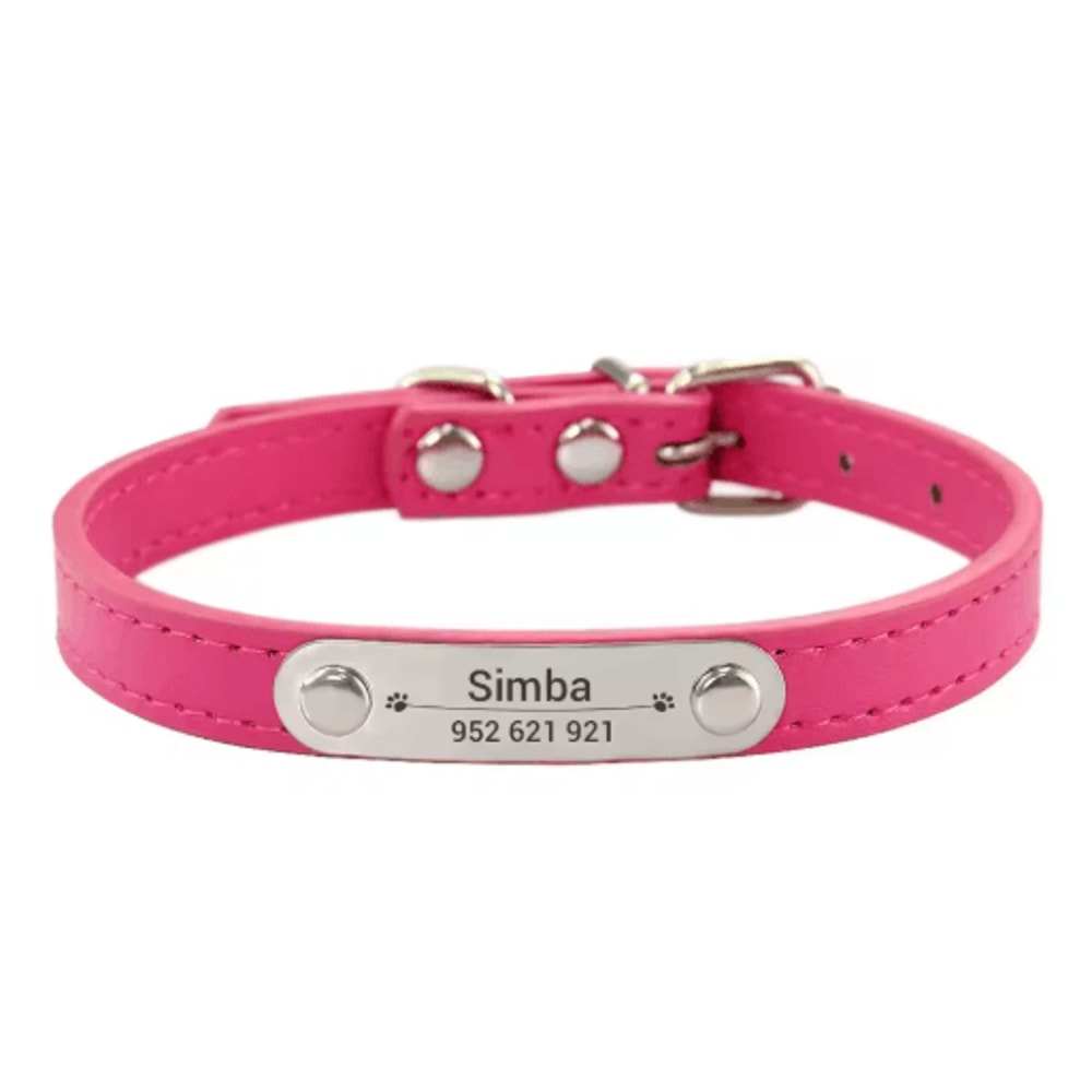 Personalized PU Leather Dog Collar With Engraved Name ID Anti Lost Pet Collar 4