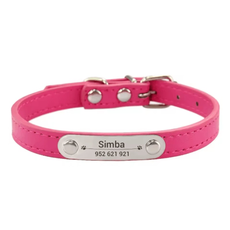 Personalized PU Leather Dog Collar With Engraved Name ID Anti Lost Pet Collar 4
