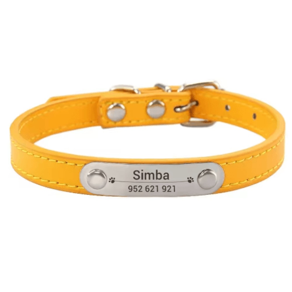 Personalized PU Leather Dog Collar With Engraved Name ID Anti Lost Pet Collar 5