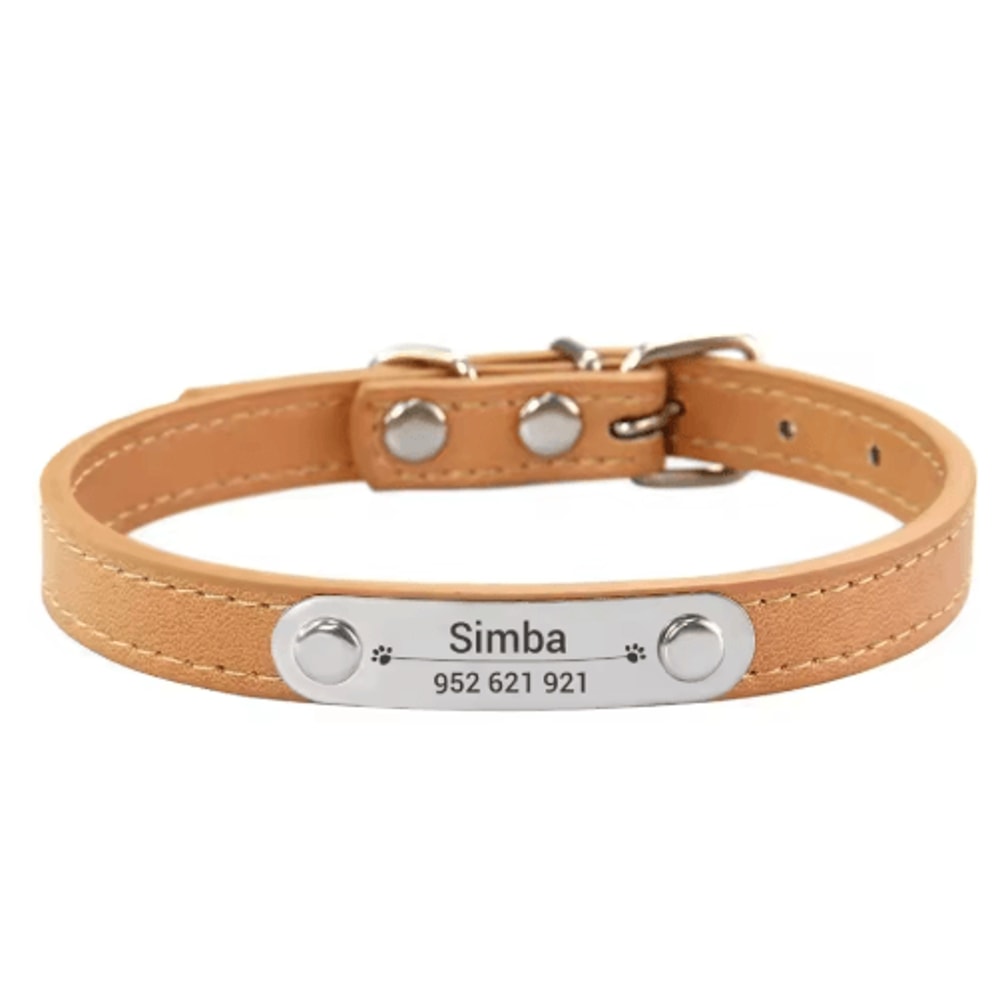 Personalized PU Leather Dog Collar With Engraved Name ID Anti Lost Pet Collar 7