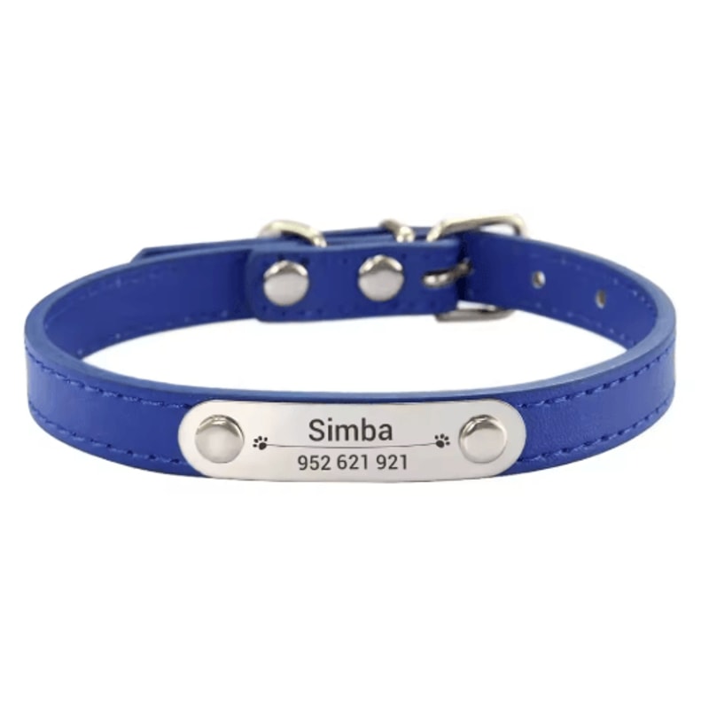 Personalized PU Leather Dog Collar With Engraved Name ID Anti Lost Pet Collar 9