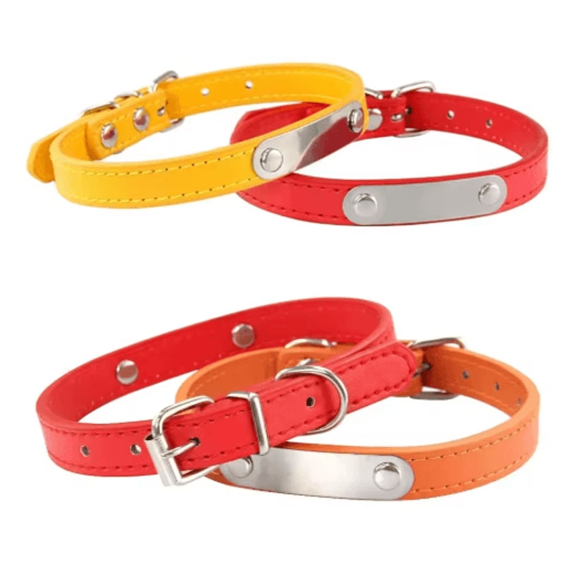 Personalized PU Leather Dog Collar With Engraved Name ID Anti Lost Pet Collar 21