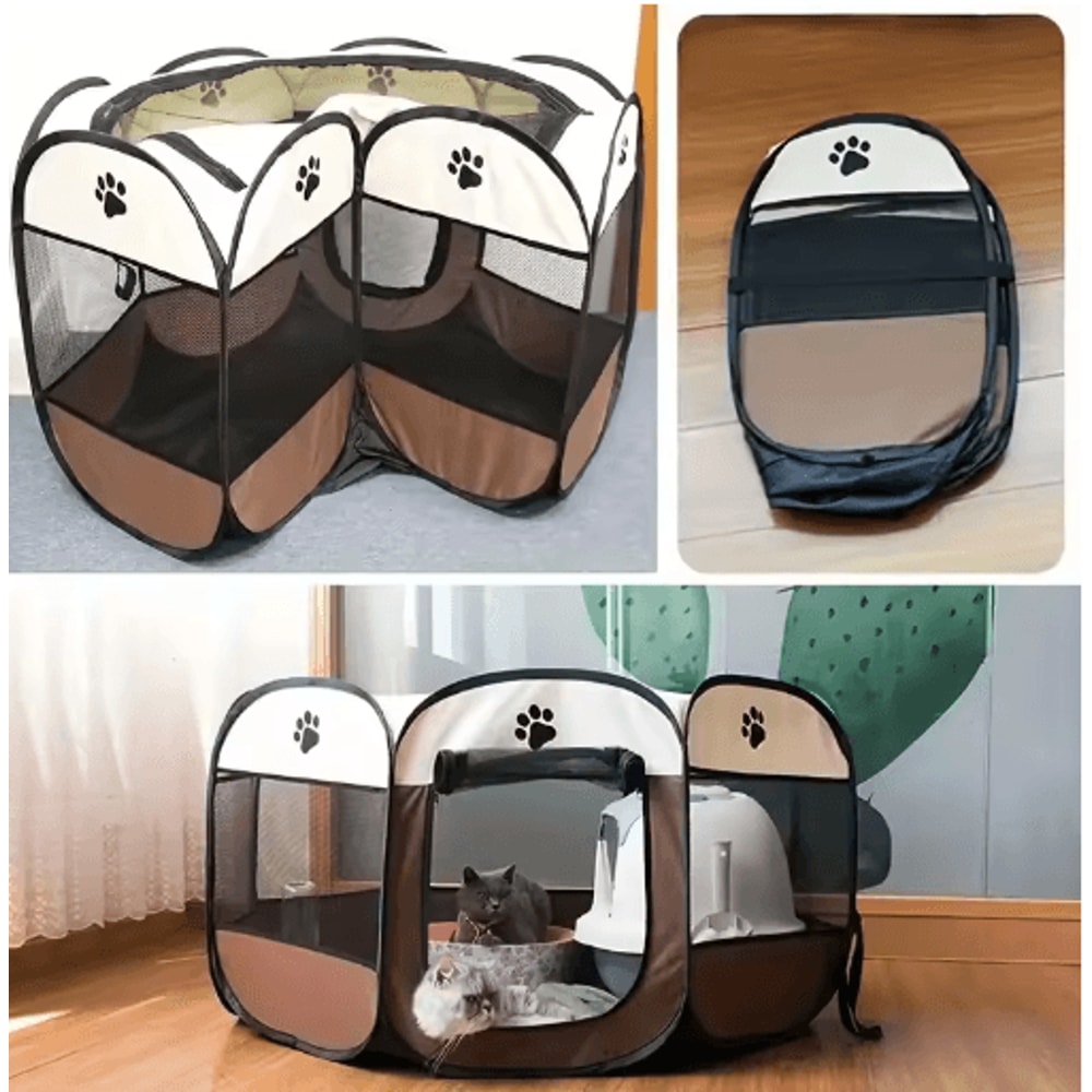 Foldable Cat Maternity Tent Waterproof Octagonal Pet Playpen Nest Kennel 2