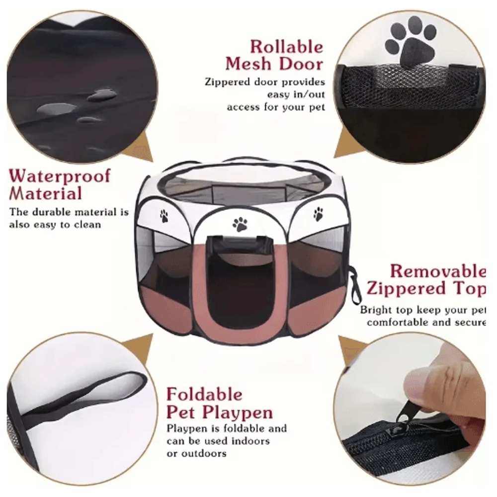 Foldable Cat Maternity Tent Waterproof Octagonal Pet Playpen Nest Kennel 5